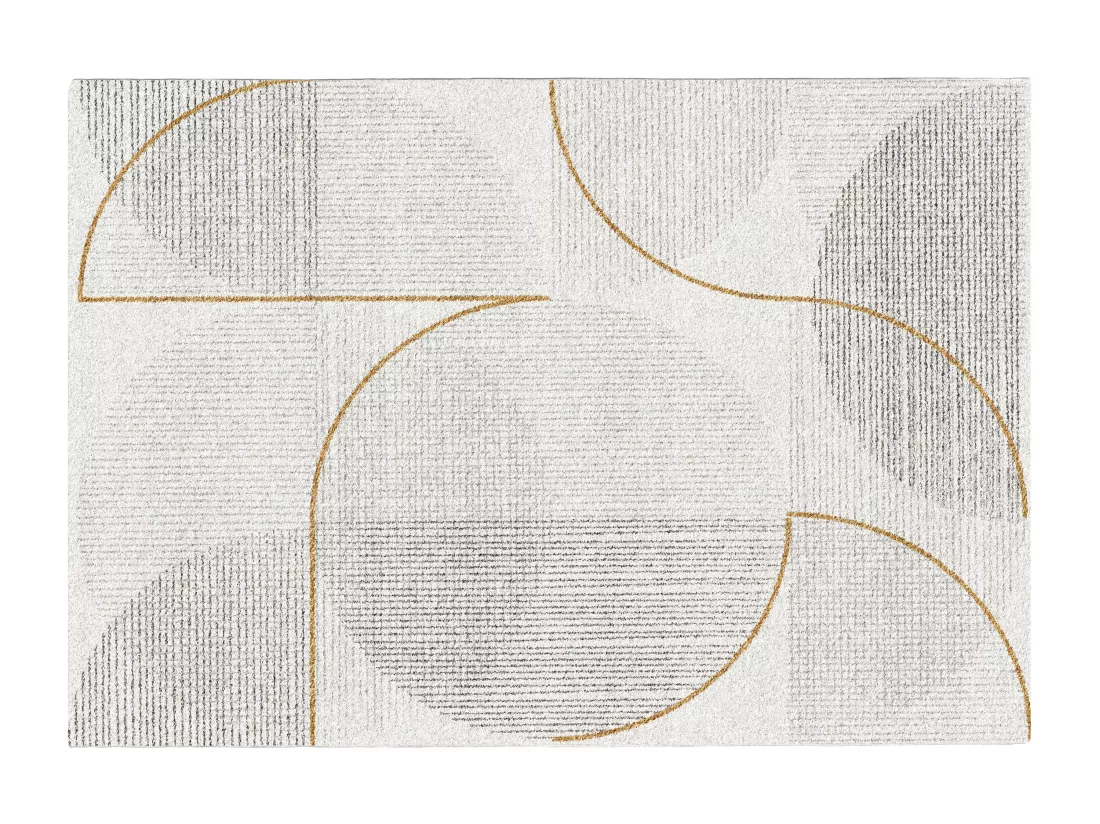 Tapis shaggy design géométrique - 160 x 230 cm - Crème, Gris et Doré - TOLGA