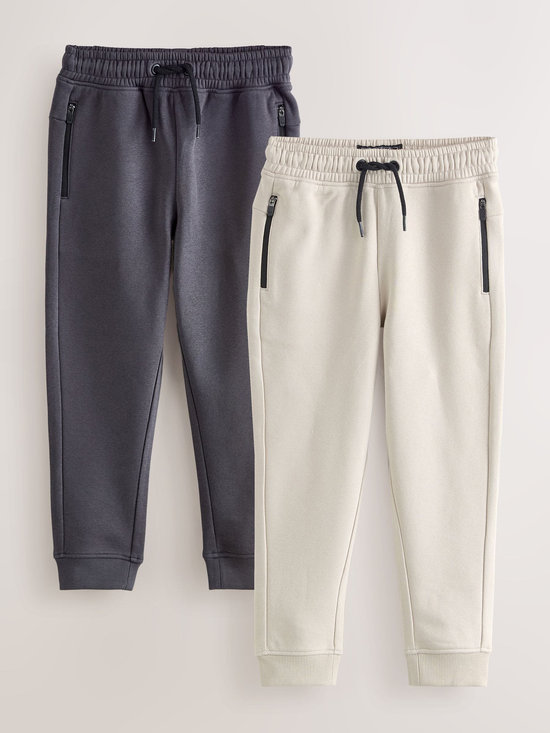Steen/grijs - Slim-fit joggingbroek met ritszak (3-16jr)