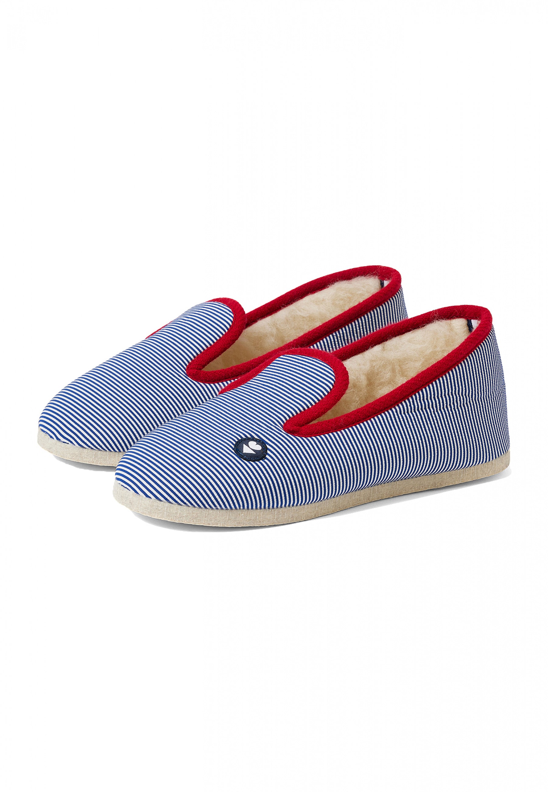 Chaussons d'intérieur en laine-Pantoufles Rayure Marine