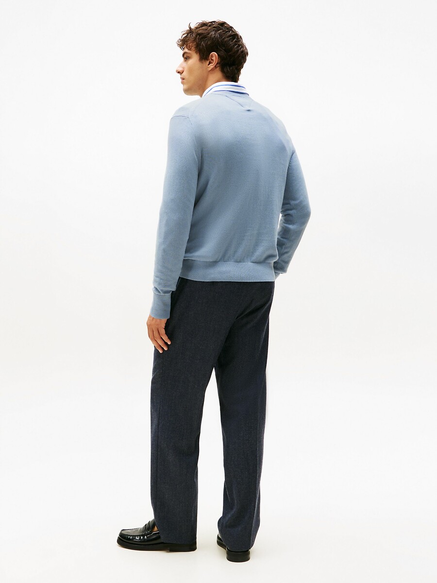 TOMMY HILFIGER<br>Suéter de gola redonda em algodão pima e cashmere
