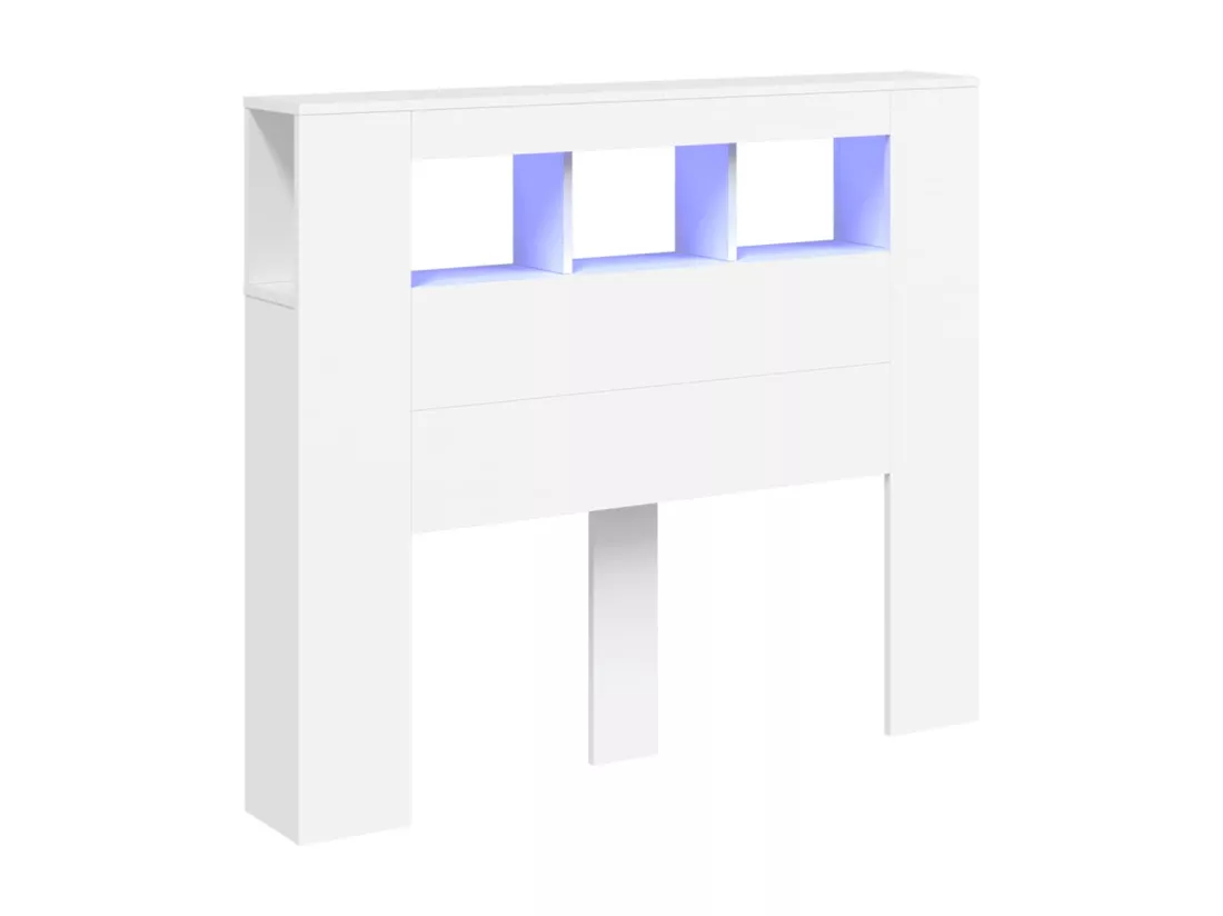 Tête de lit à LED blanc 120x18,5x103,5 cm bois d'ingénierie