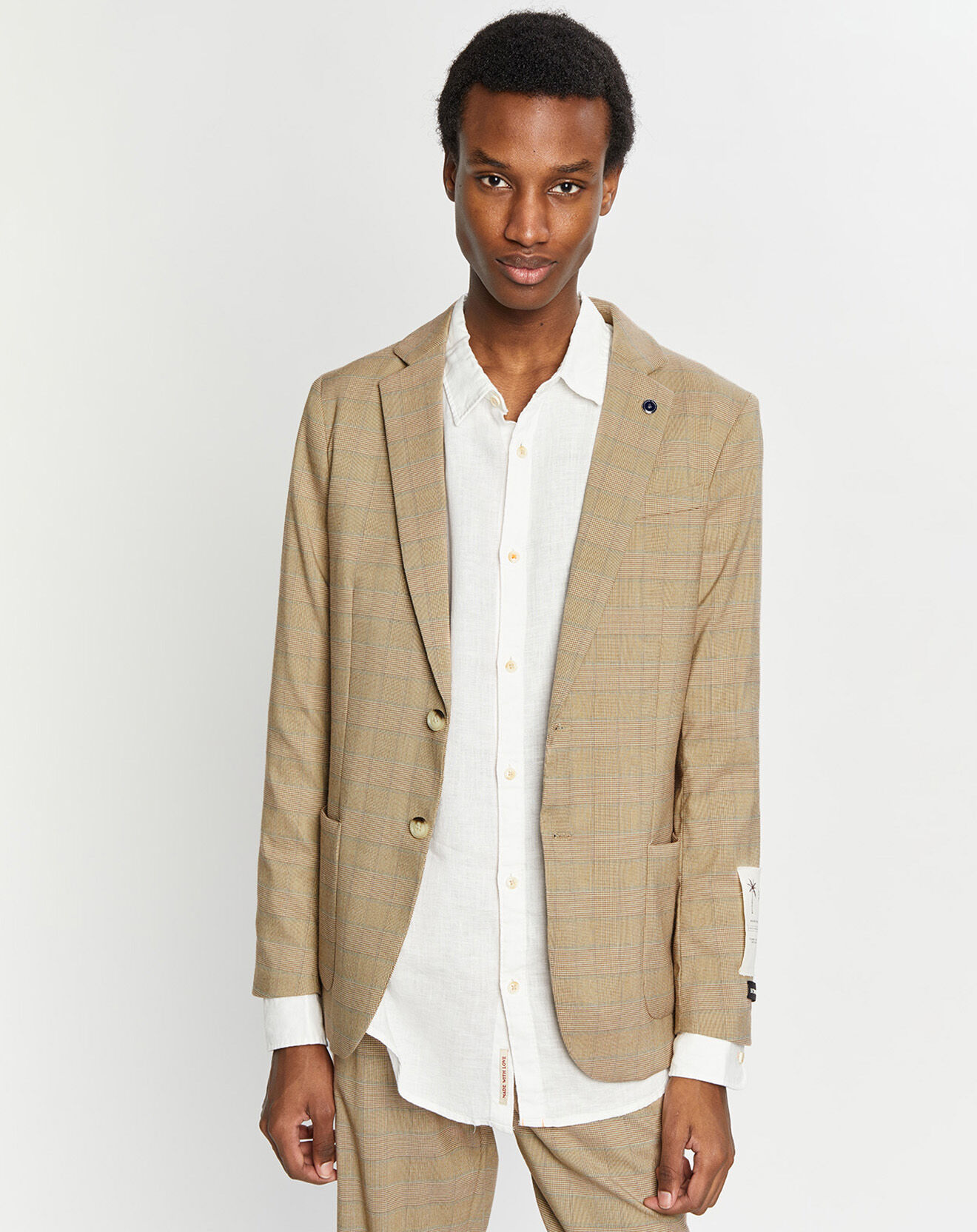 Scotch & Soda Blazer ajusté à carreaux marron/beige