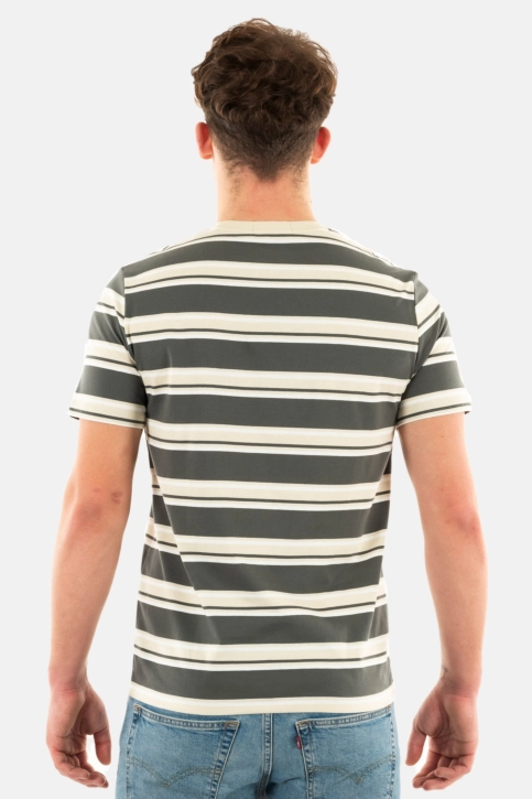 Tee shirt fred perry stripe u98 fieldgreen/oatme