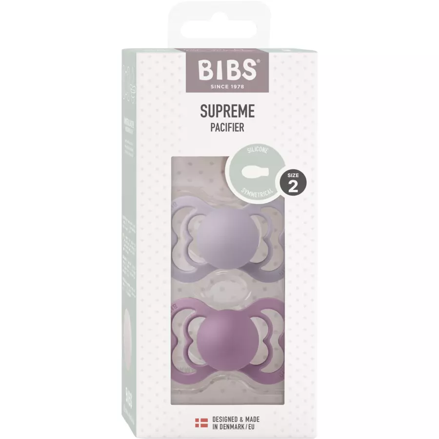 BIBS® Schnuller Supreme Fossil Grey & Mauve Silikon 6-36 Monate, 2 Stk.
