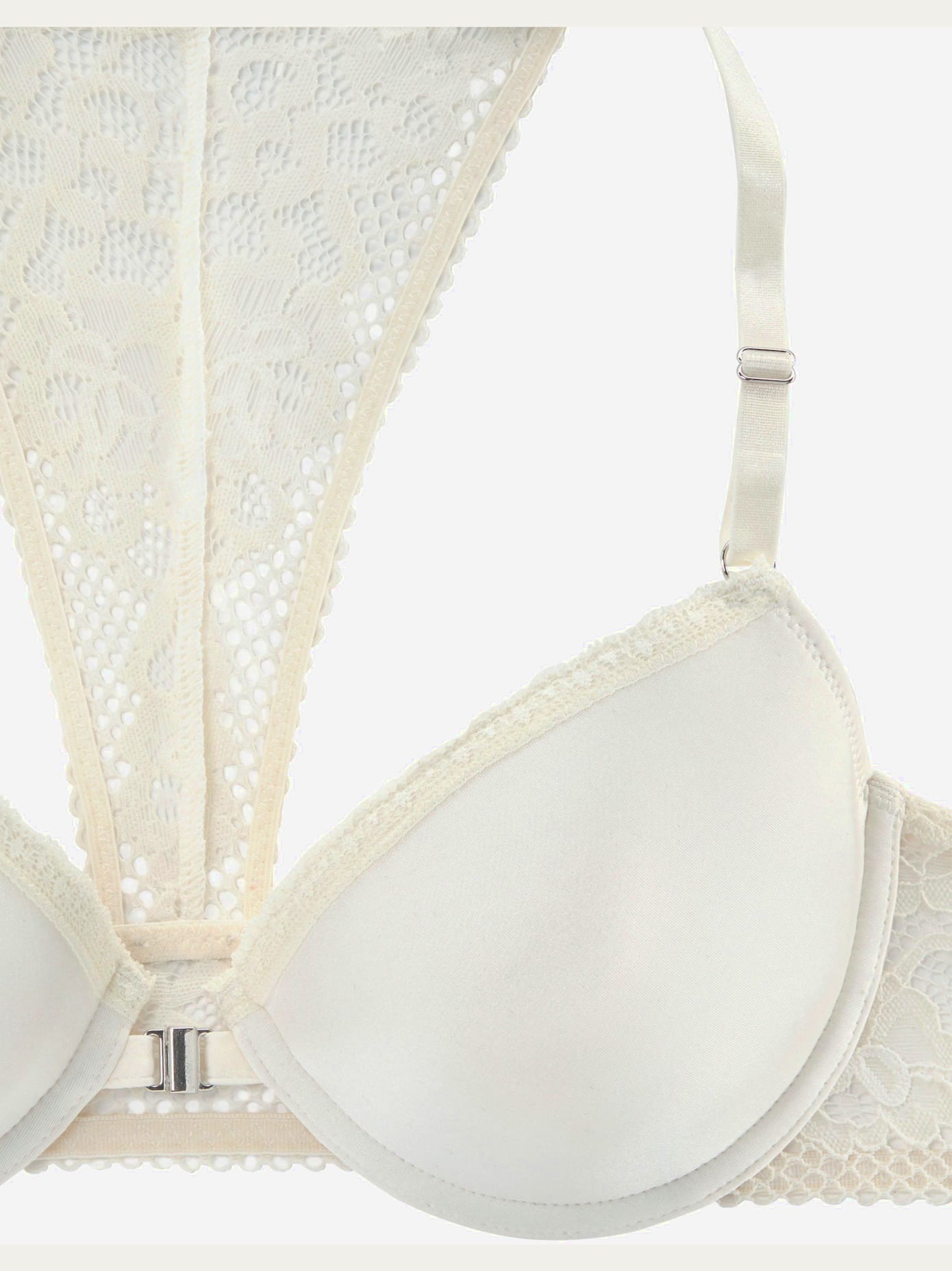 Soutien-gorge coques ravissant soutien-gorge spécial t-shirt avec fermeture pratique devant et superbe dos en dentelle