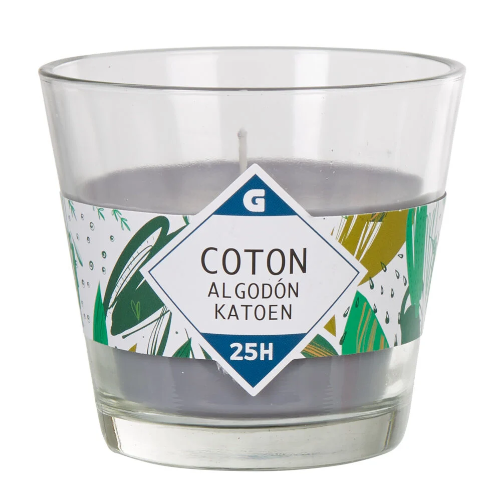 Bougie dans verre transparent senteur coton 25H
