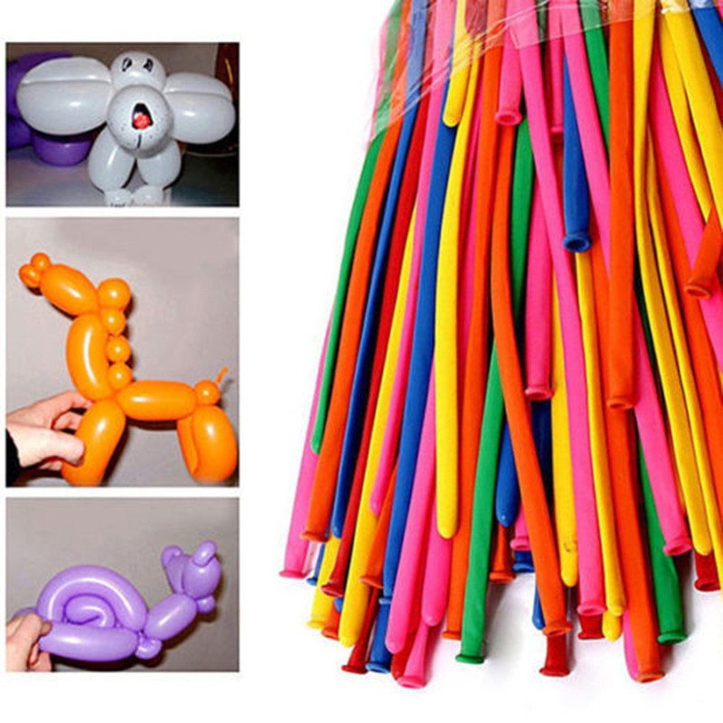 (100er Set) Modellier Ballons Party Luftballons - Div. Farben
