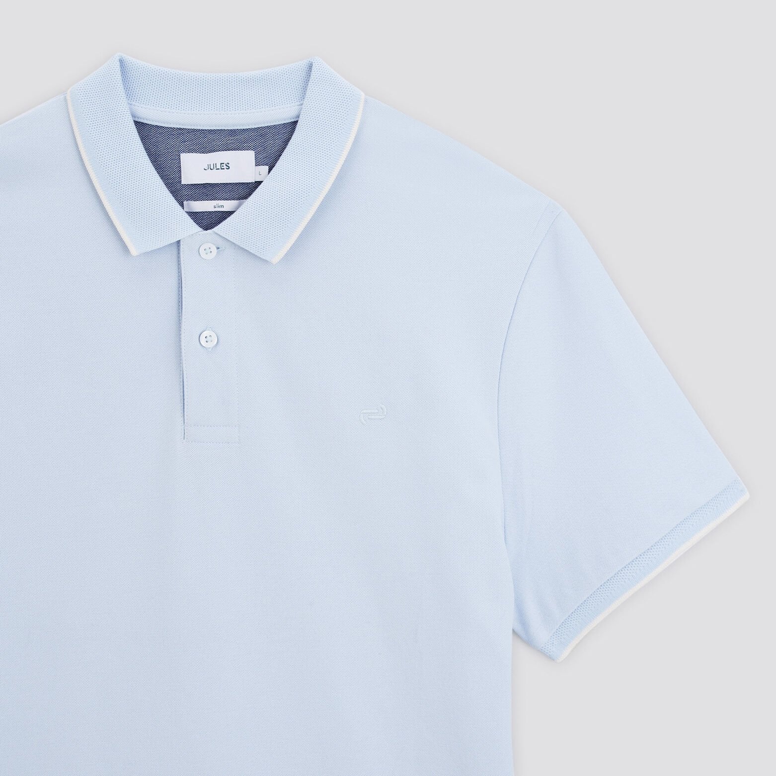 Polo manches courtes uni coton piqué Bleu clair