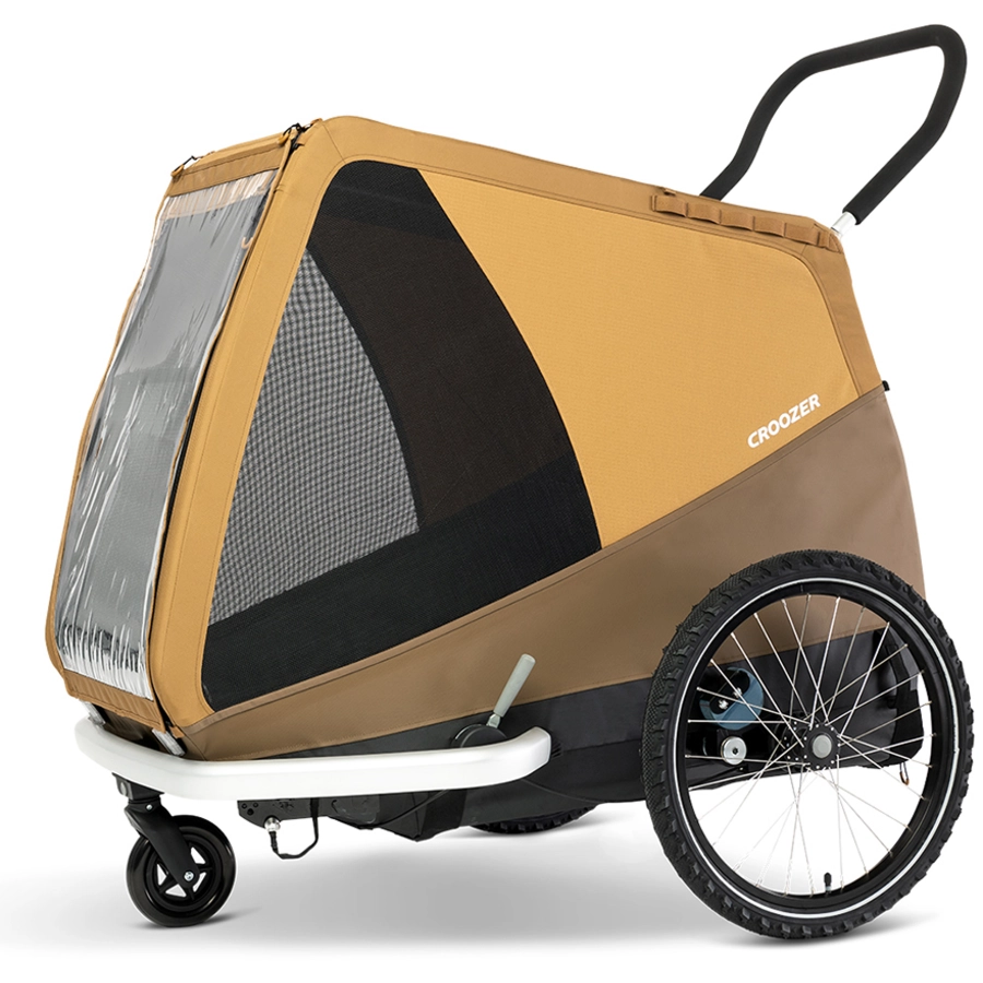 CROOZER Hundefahrradanhänger Dog Tammo Sundown yellow inklusive Hundebett Asphalt grey