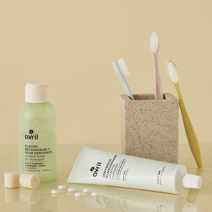Kit manche rose + 3 têtes de brosse à dents - Poils souples