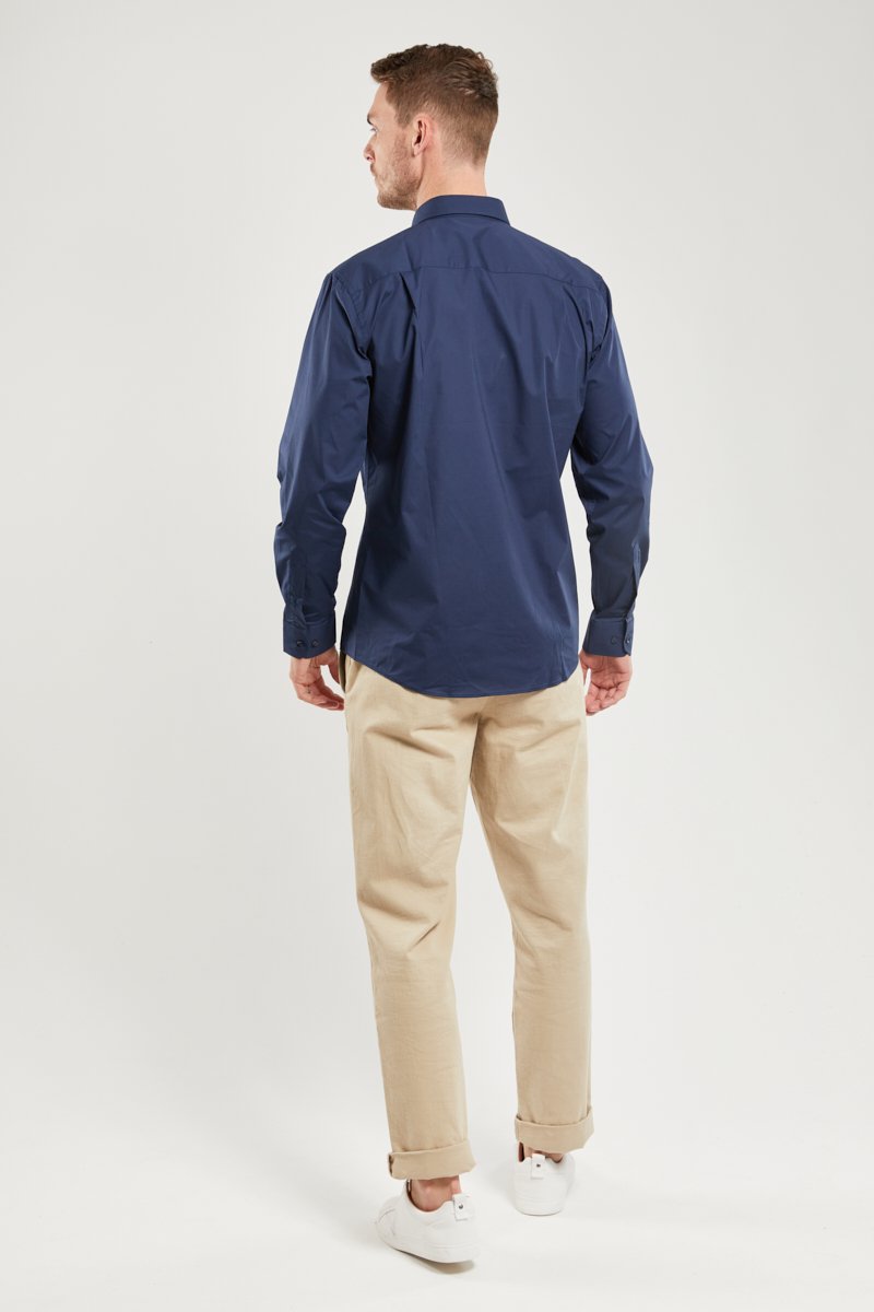 Chemise unie coupe ajustée - coton