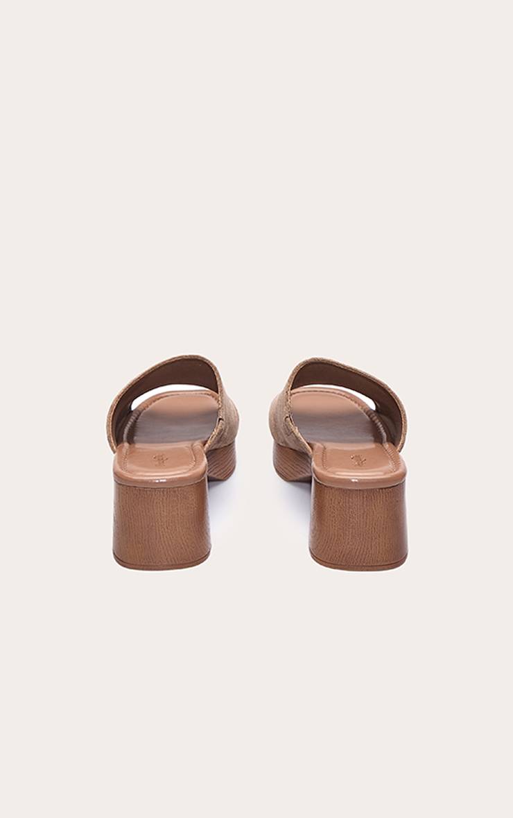 Taupe Mules À Plateforme Et Talon Bloc En Synthétique Coupe Large