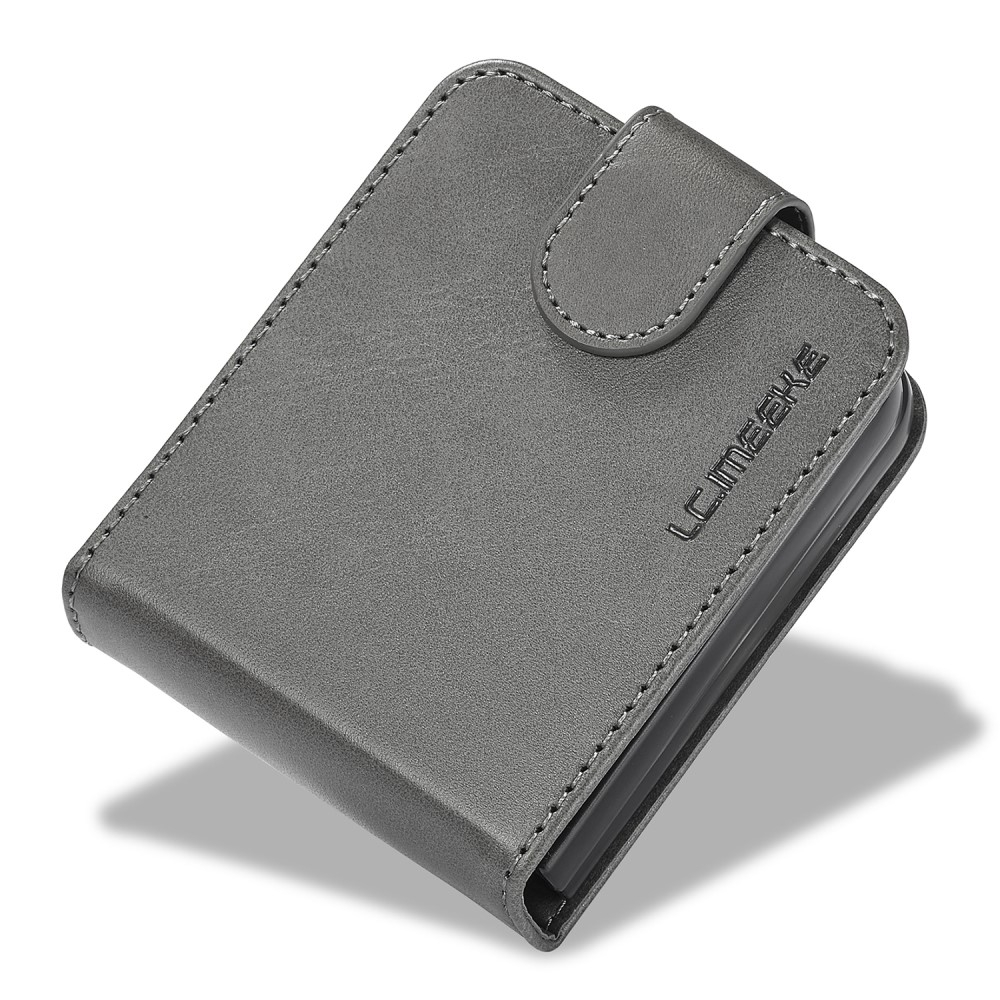 Samsung Galaxy Z Flip7 FE / Z Flip6 Vintage Leder Tasche Flip Cover Fashion Design - Grau