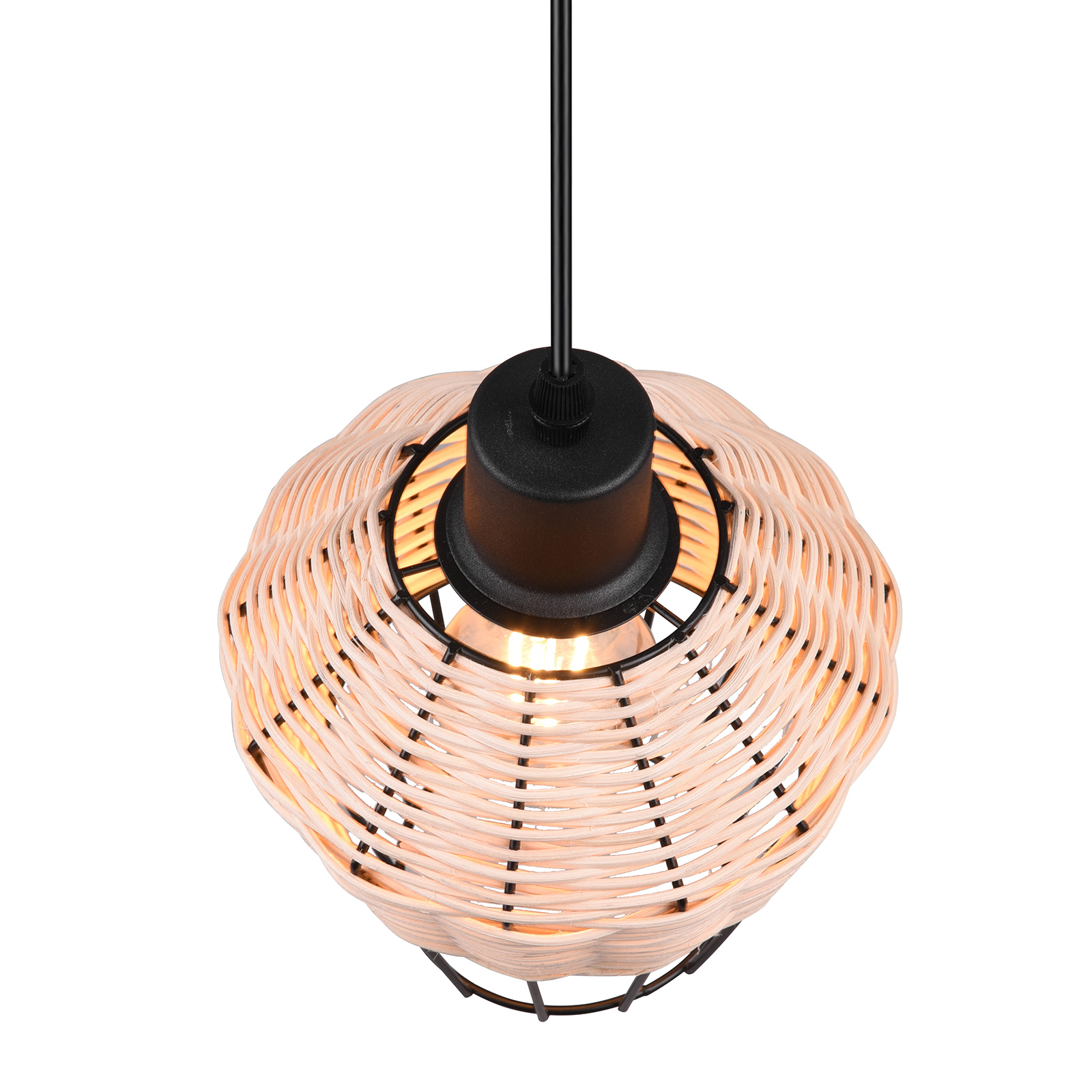 Pendelleuchte - natur-schwarz - Rattan