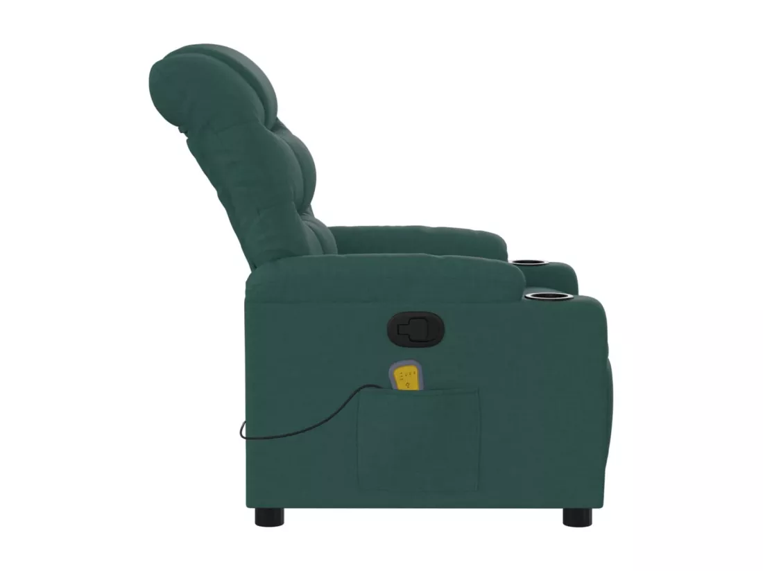 Fauteuil massant inclinable Vert foncé Tissu