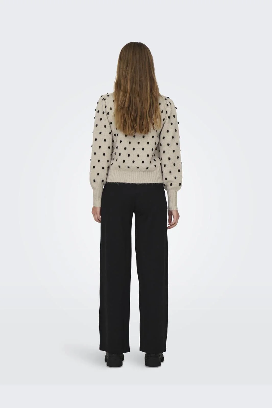 JDY JDYsigrid Life L/S On Puff Pull Knt 4358569 cement w black dots