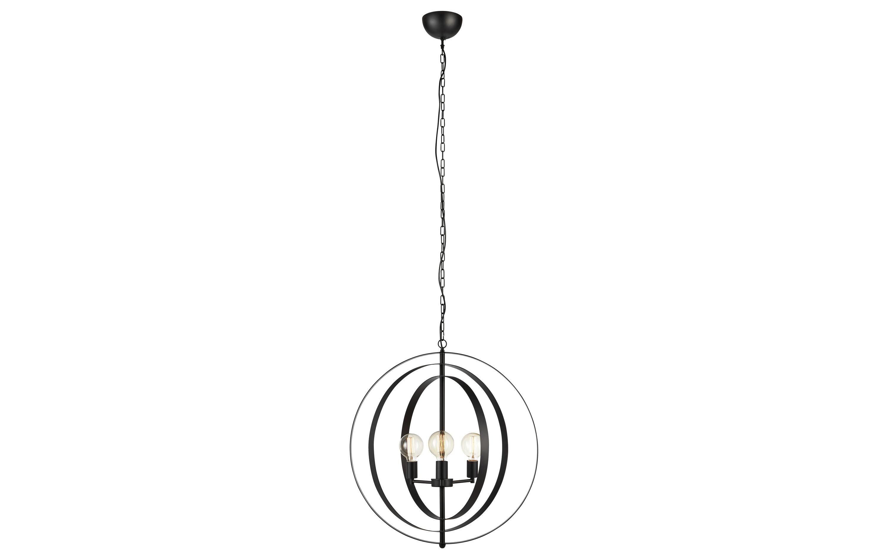 Pendelleuchte Orbit 3L Schwarz<br>Leuchte mit Metallringen