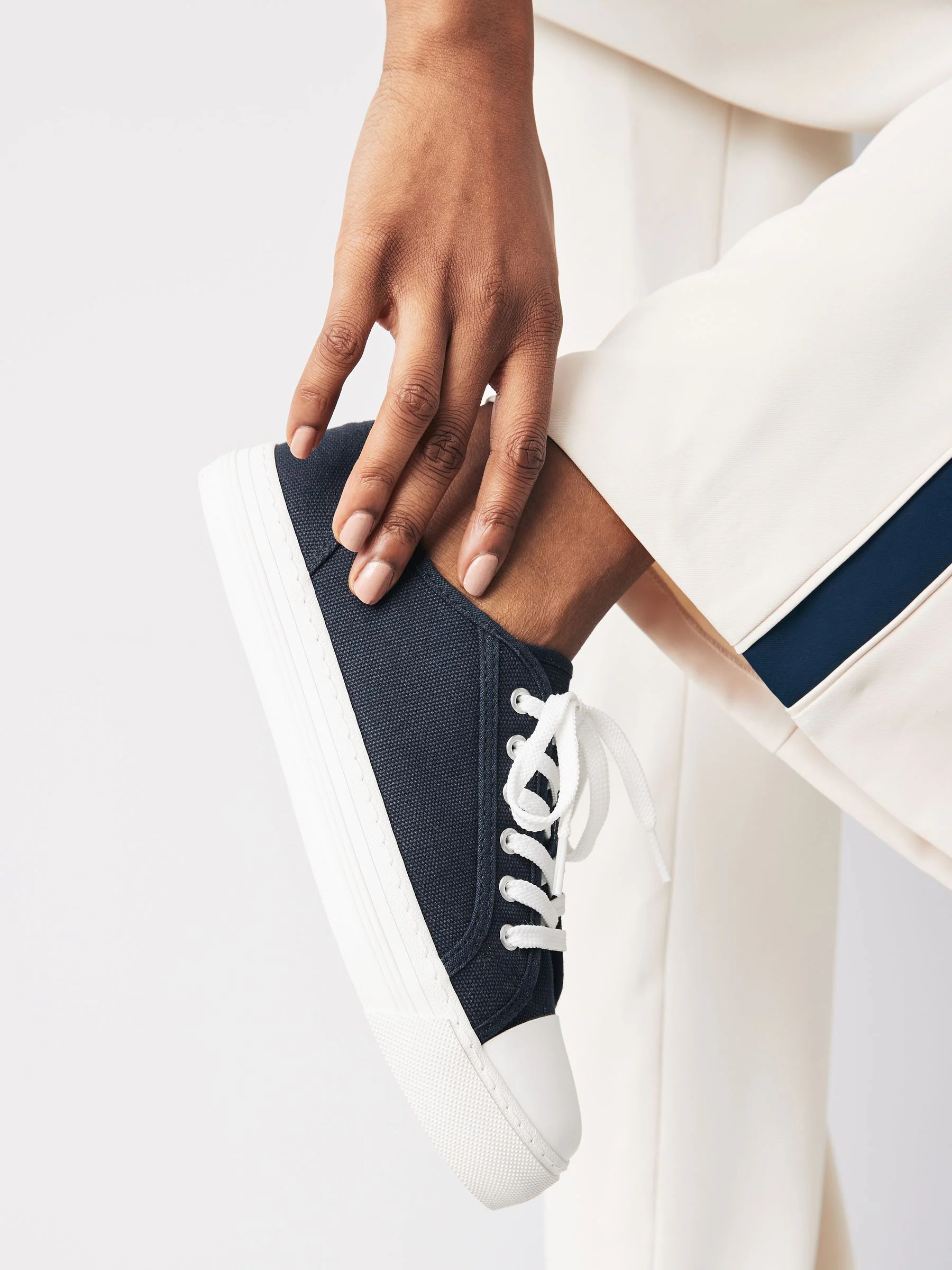 Marineblauw - Canvas honkbalsneakers