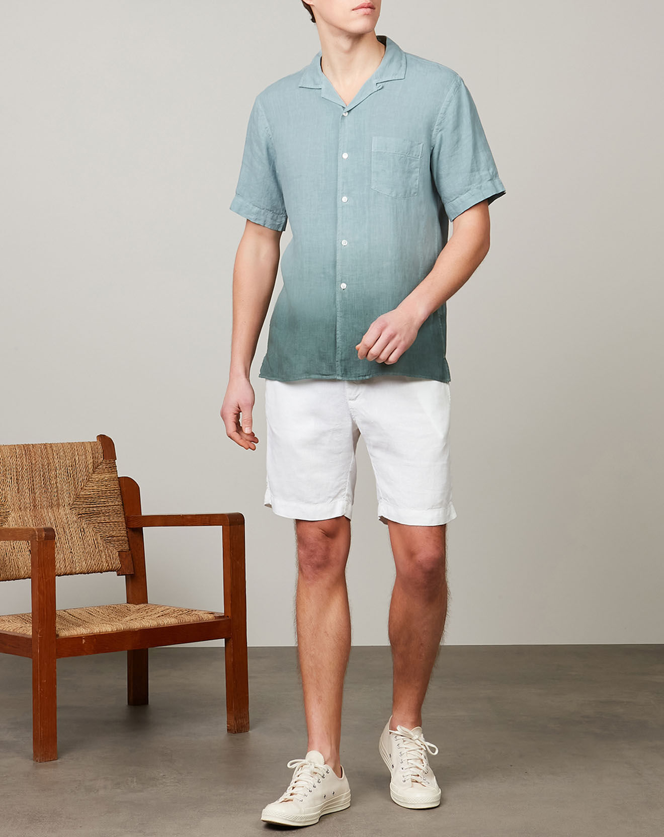Hartford Chemise regular 100% Lin Palm Tie & Dye oyster/cactus