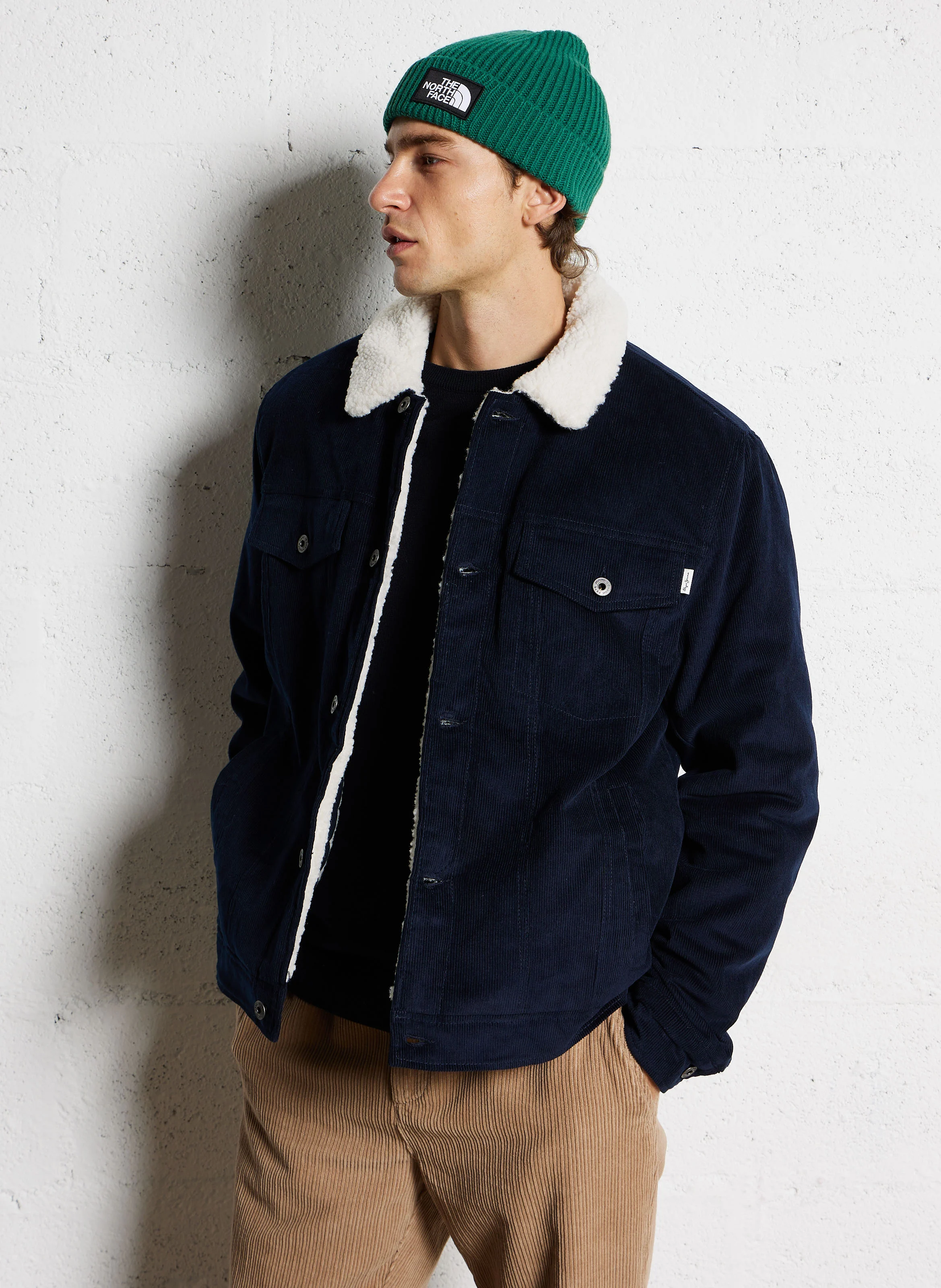 THRIS - Veste col classique en velours de coton | Bleu