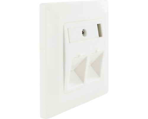 Keystone aansluitdoos, hoekcontactdoos, inbouw, 2x RJ45-aansluiting, wit, Schwaiger NKSD2 532