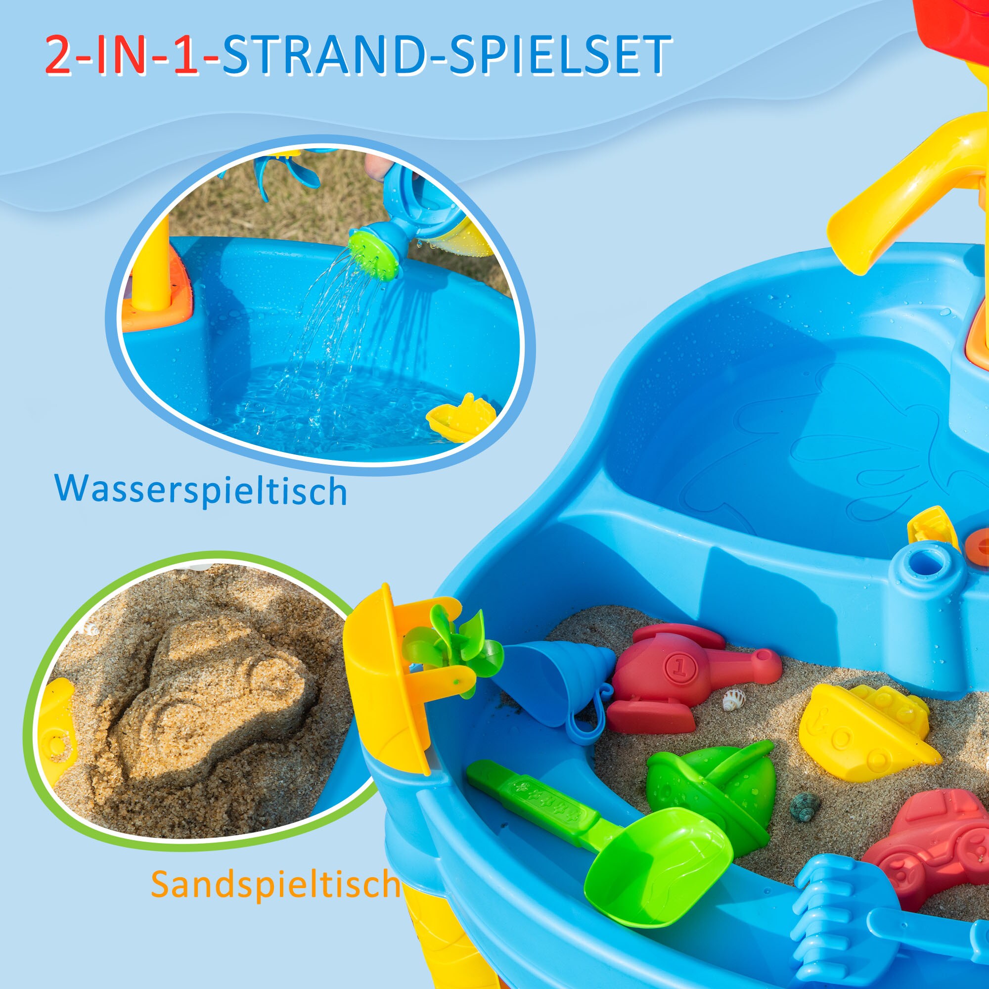 HOMCOM Sandspielzeug mit Sonnenschirm bunt 72,5L x 78B x 81,5H cm