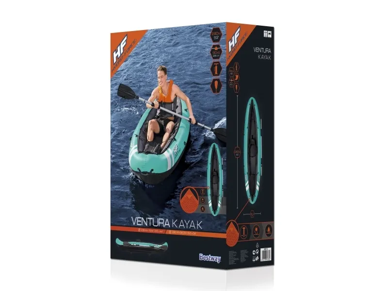Bestway 65118 - Oppustelig kajak - 1 person(er) - 100 kg bæreevne, ISO 6185, Sort / Turkis, Nylon, Polyvinylchlorid (PVC)