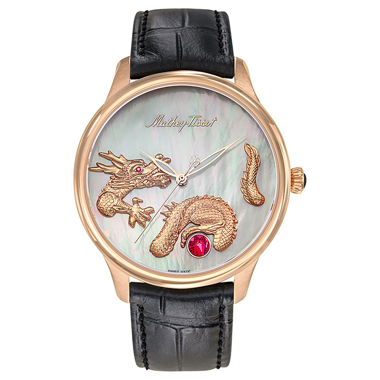 Mathey-Tissot Montre Homme en Cuir Automatique Edmond Handcrafted noire