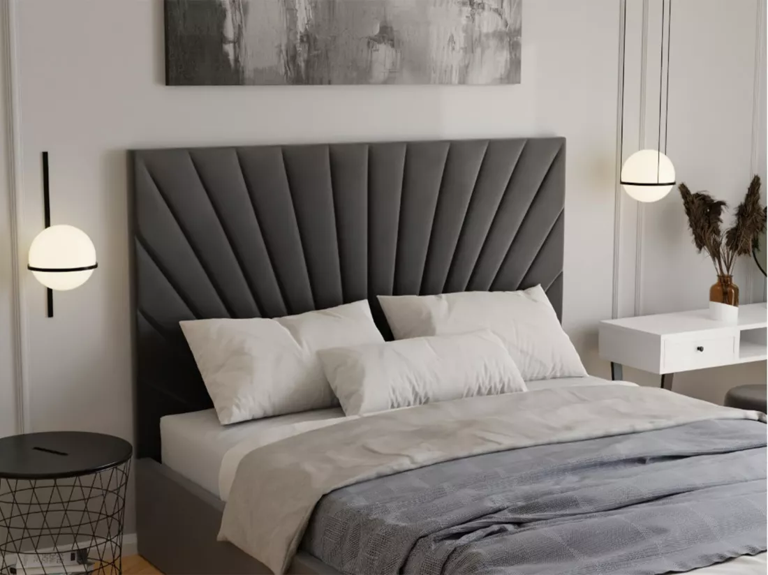 Lit coffre 180 x 200 cm - Velours - Gris anthracite - RILIODA de Pascal Morabito