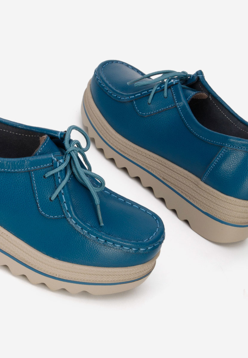 Mocassins femme à plateforme bleus Evelinia