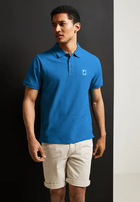 Poloshirt in Piqueé - laguna blue