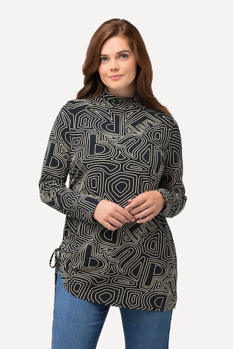 Shirt, Saumband, Stehkragen, Langarm, Biobaumwolle