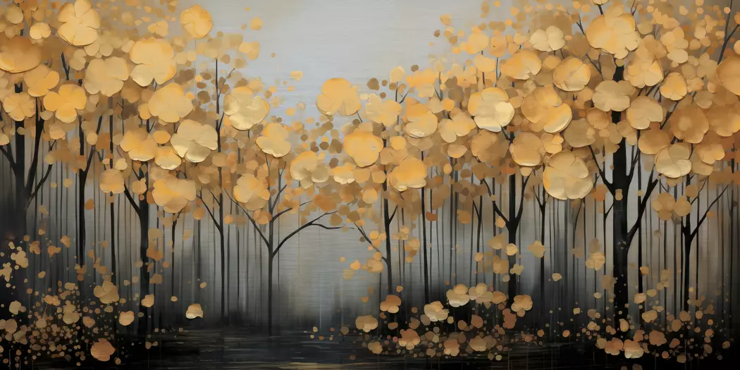 Wandbild 50 x 100 cm Golden Leaves III