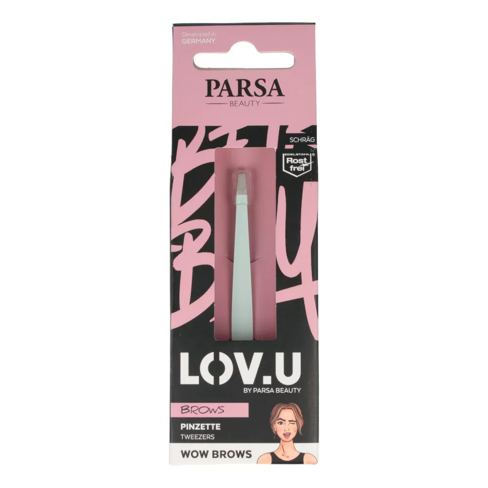 Parsa Beauty Lov.u Pincet Med Skrå Gribeflader Mint - 1 stk.