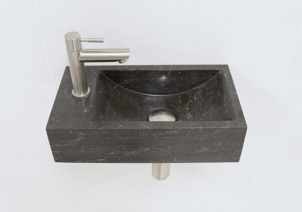 Lambini Designs Recto links natuursteen fonteinset met RVS kraan en toebehoren