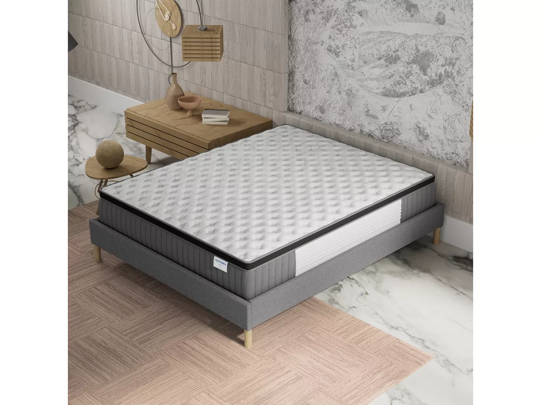 Matelas 140x190 cm - Ressorts ensachés et mousse mémoire de forme-Épaisseur 30cm