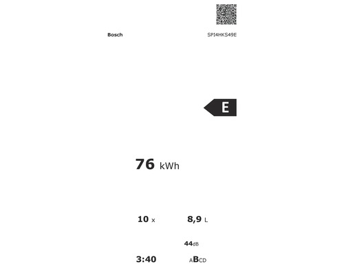 Bosch SPI4HKS49E halfgeïntegreerde vaatwasser, 44,8 x 81,5 x 57,3 cm, voor 10 couverts, inhoud 8,9 l, 44 dB(A)
