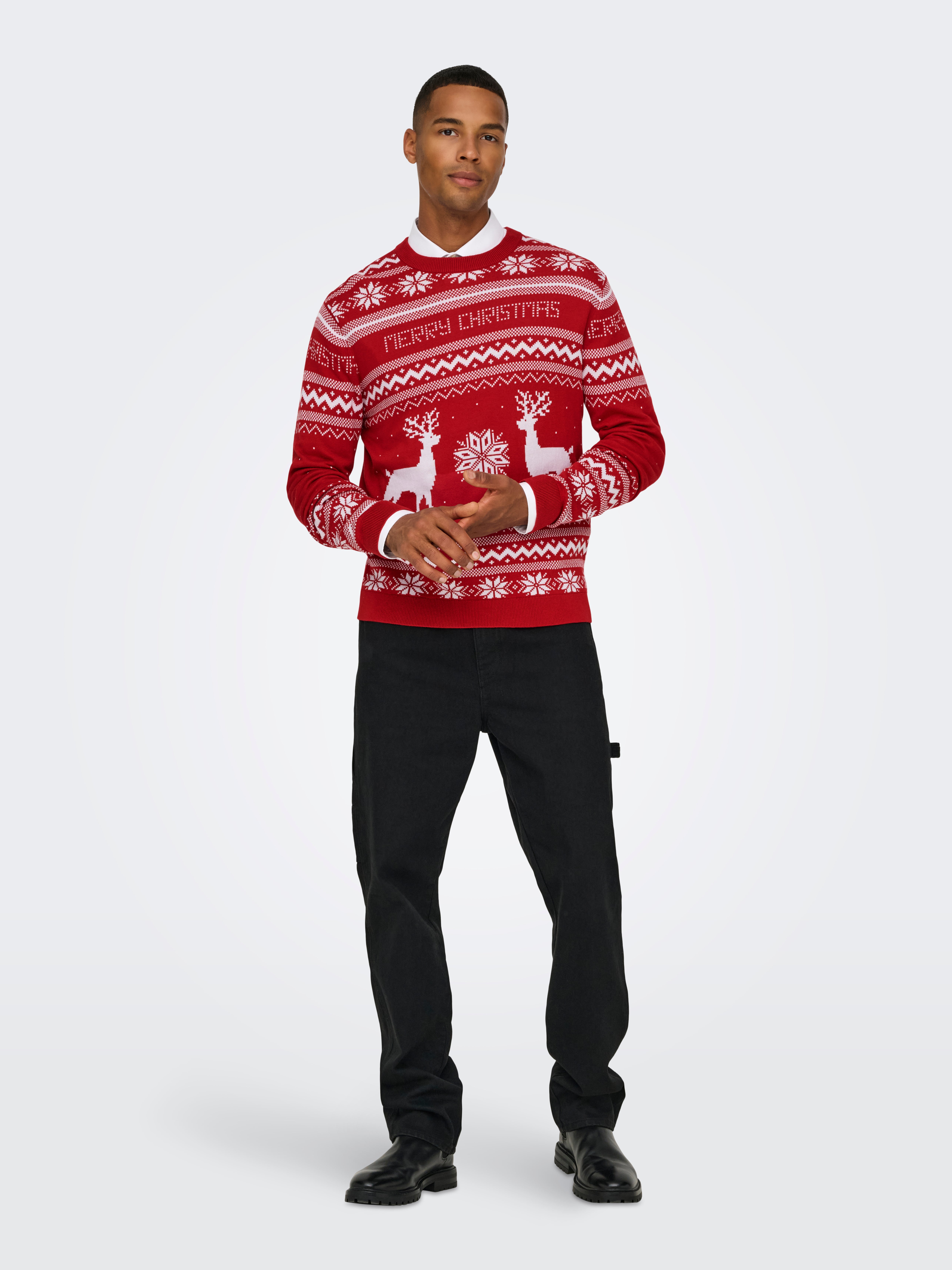 ONSXMAS Pullover Pompeian Red