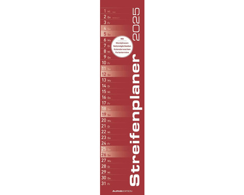 Stripplanner rood 2025 11,3x49,5 cm
