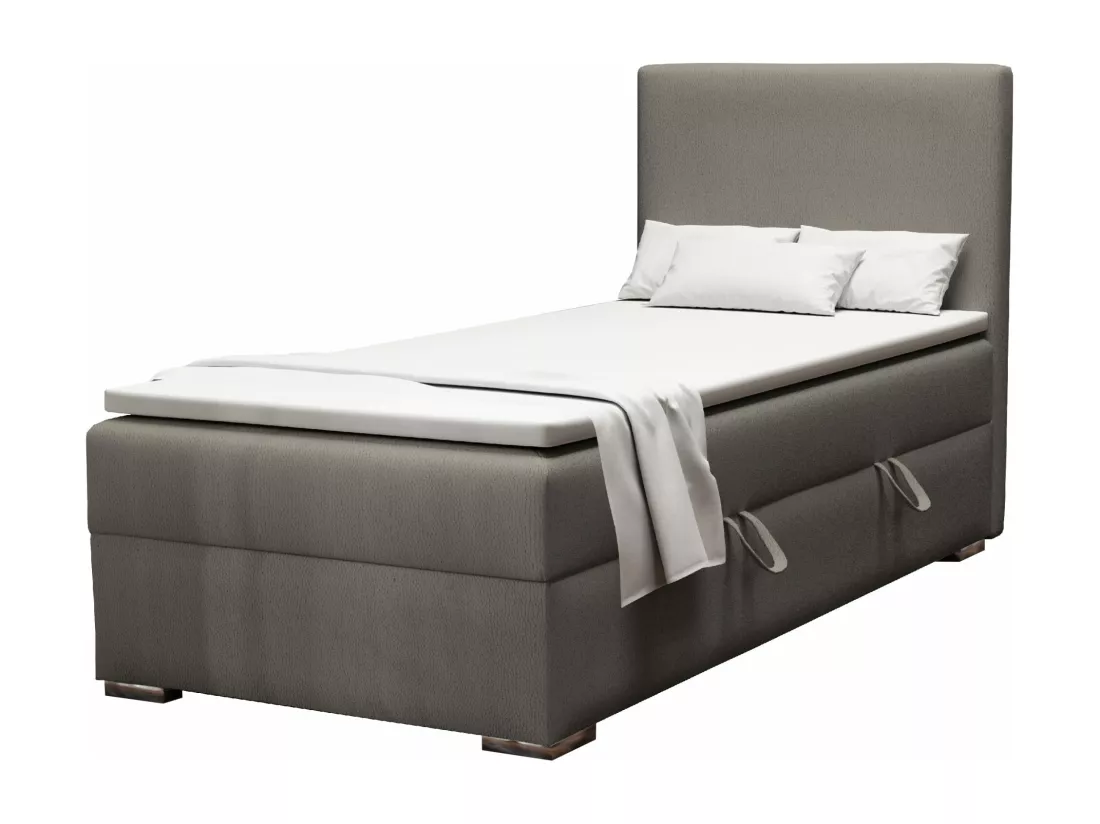 LIT SIMPLE avec topper Kiberg Mini côté droit, 100x200 cm, Soft 29 (Gris)