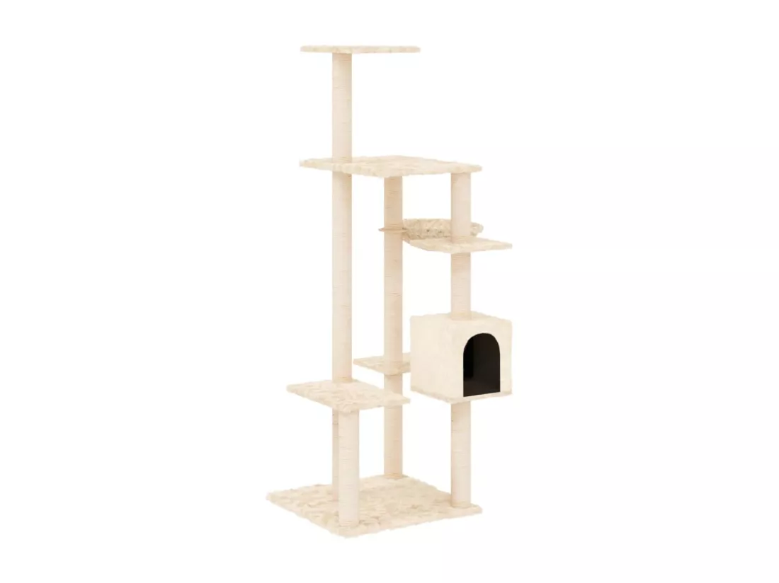 Arbre à chat avec griffoirs en sisal Crème 142 cm