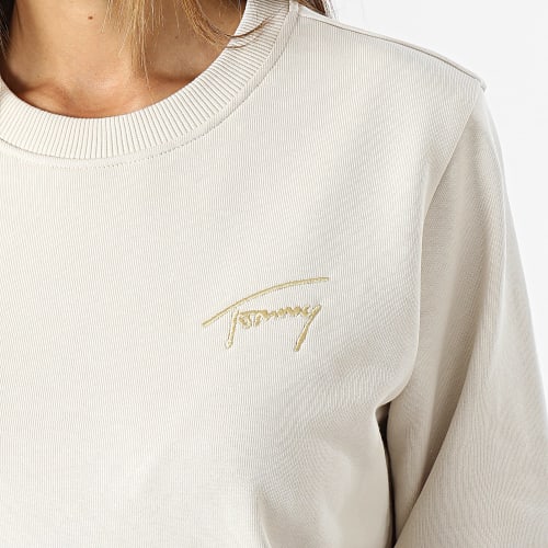 Sweat Crewneck Femme Gold Signature 6906 Beige Doré