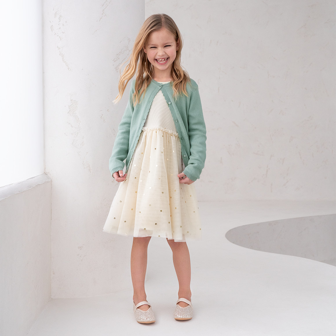Topolino Mädchen Cardigan mit Knopfleiste salbei