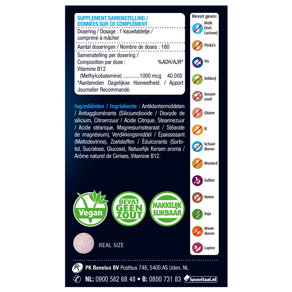 2x Lucovitaal Vitamine B12 1000mcg180 kauwtabletten