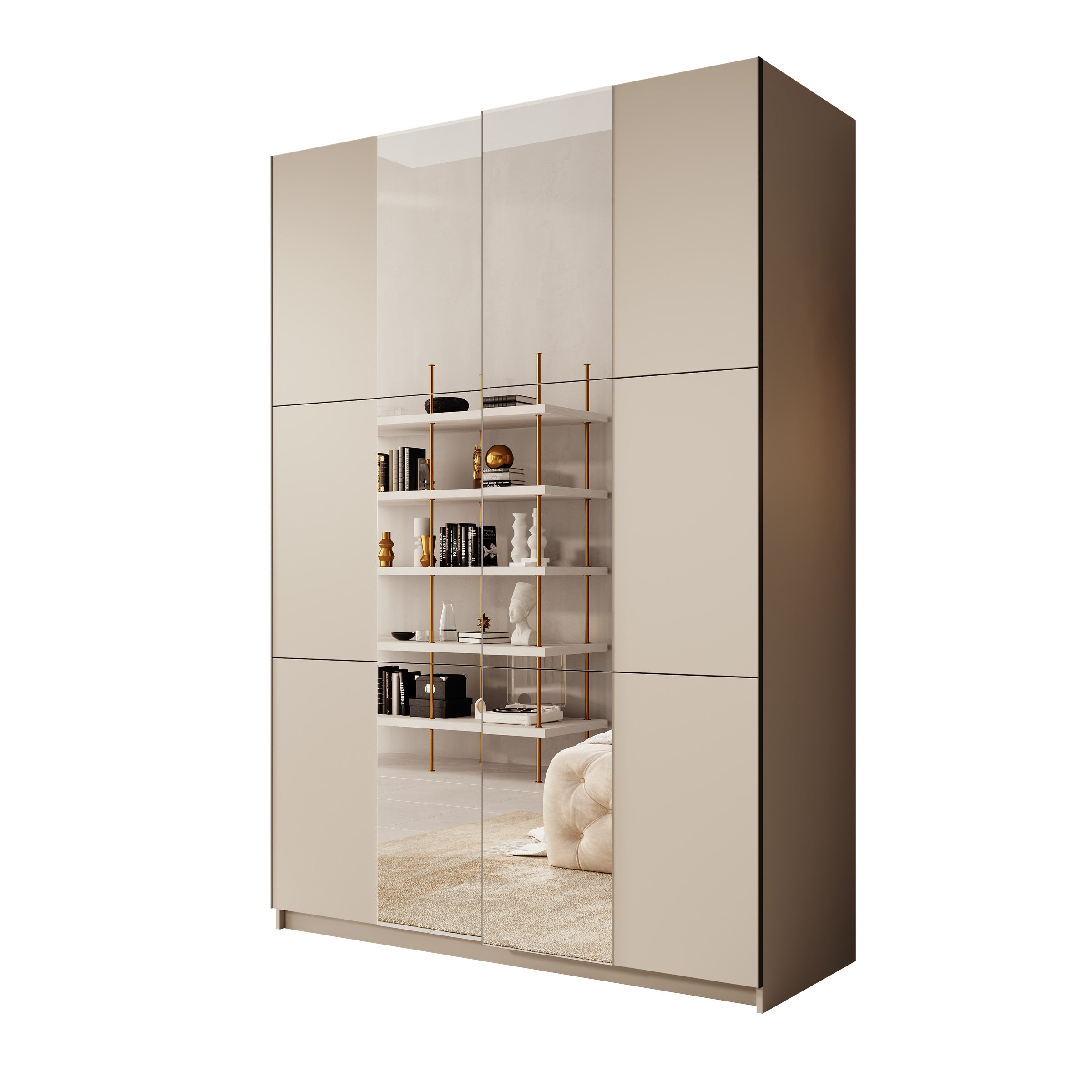 Landon - Kledingkast met schuifdeuren - Beige - 150x58x218 cm