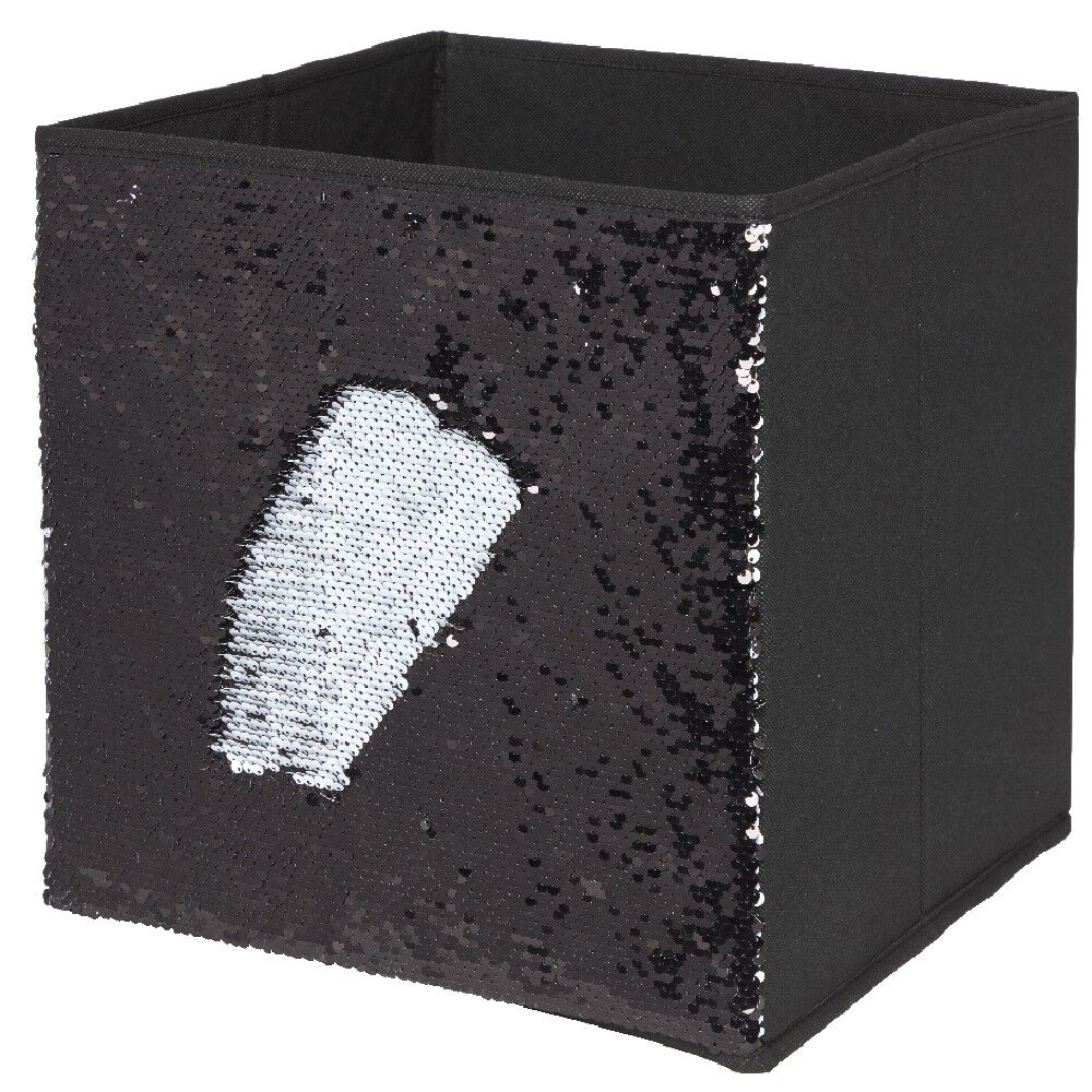 Panière Box Cube 31x29x31cm sequins noir