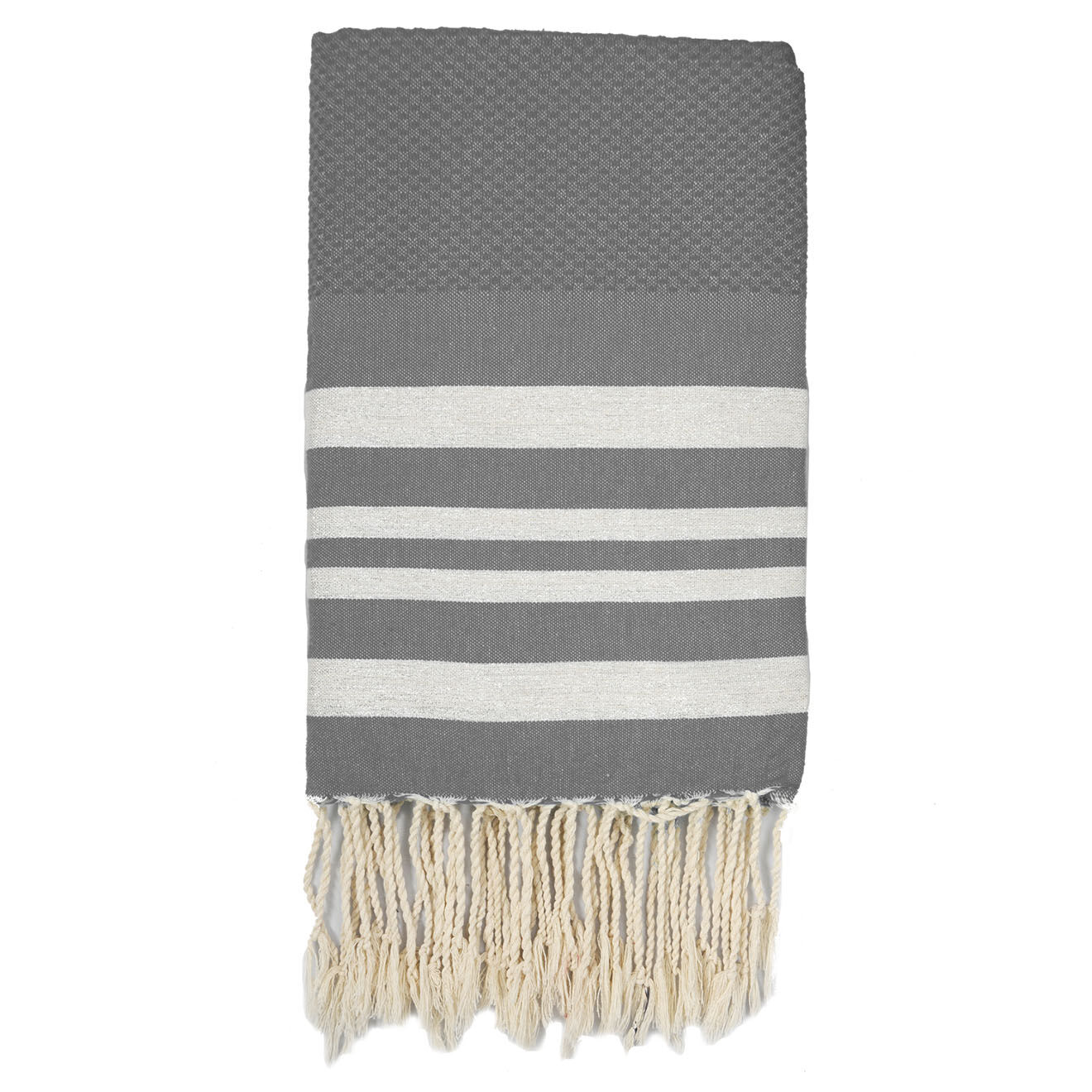 Febronie Fouta Nid d'Abeille Hamptons gris moyen - 100x200 cm