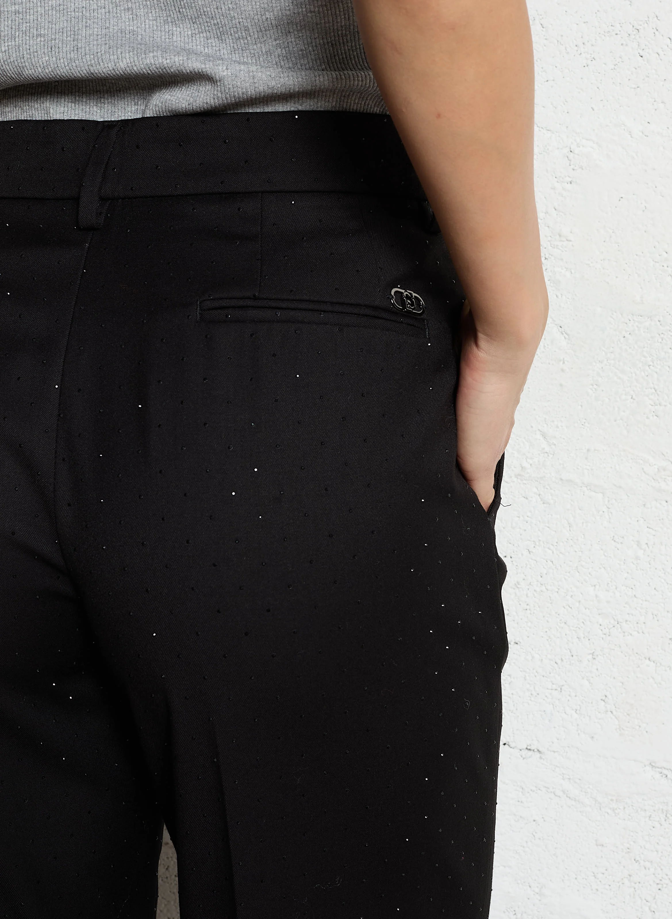 Pantalon droit chino à studs | Noir