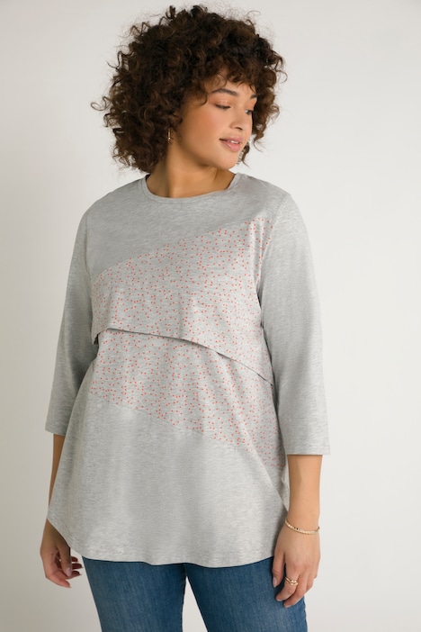Bellieva-Shirt, Stillfunktion, A-Linie, Punkte, 3/4-Arm