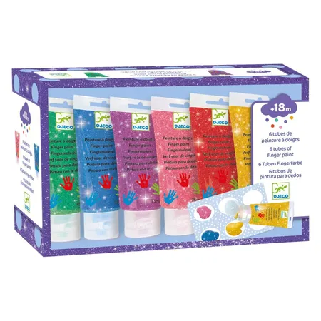 Djeco Fingerfarben: 6 Tuben Glitzer